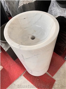 Natural Stone  Cheaper  Guangxi White Marble Pedestal Basin