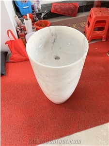 Natural Stone  Cheaper  Guangxi White Marble Pedestal Basin