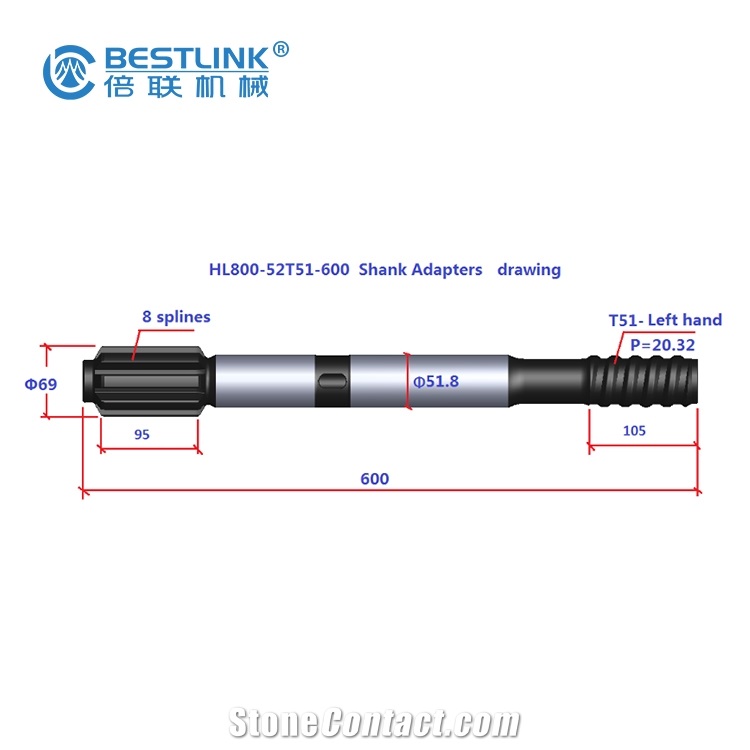 Deep Hole Rock Drilling Shank Adapter Striking Bars