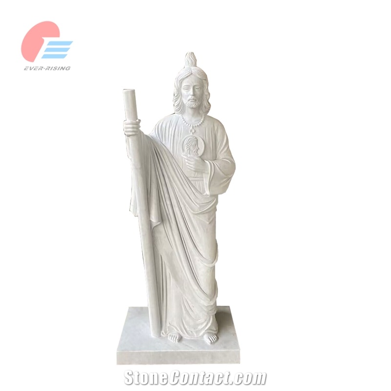 EMA-033 White Marble Sacred Heart Of Jesus Statue Tombstone
