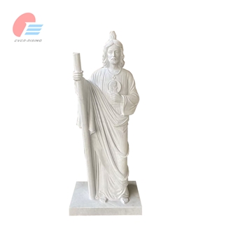 EMA-033 White Marble Sacred Heart Of Jesus Statue Tombstone