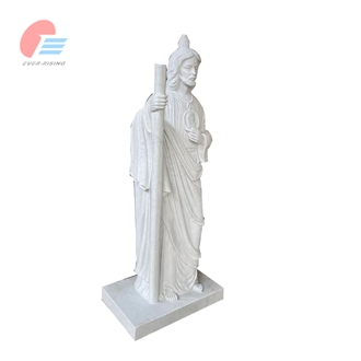 EMA-033 White Marble Sacred Heart Of Jesus Statue Tombstone