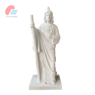 EMA-033 White Marble Sacred Heart Of Jesus Statue Tombstone