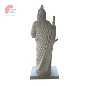 EMA-033 White Marble Sacred Heart Of Jesus Statue Tombstone