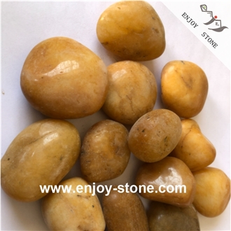 Polished Round Yellow Large Mable River Pebble