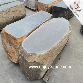 Surface Polished Four Sides Split Andesite Garden Bench