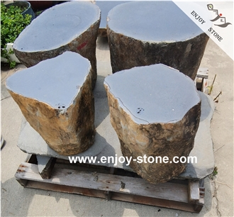 Surface Polished Four Sides Split Andesite Garden Bench