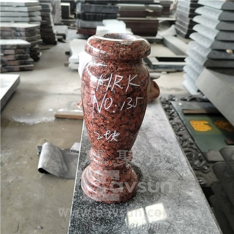 Different Colors Granite Turned Round Monumental Vase