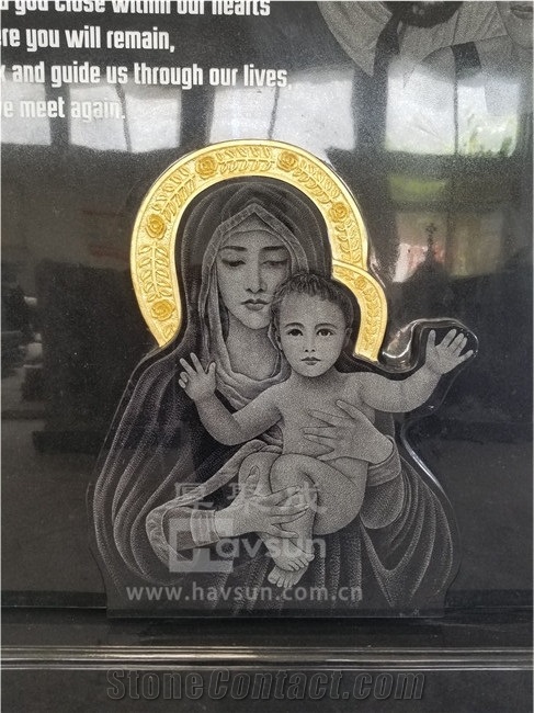 Indian Black Granite Carved Jesus Cross Monument
