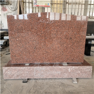 Indian Black Granite Serp Top Headstone With Base