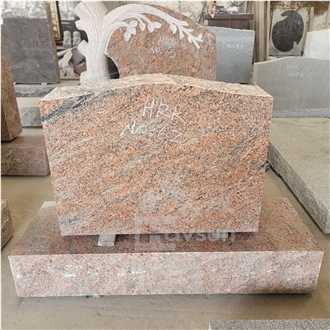 Indian Black Granite Serp Top Headstone With Base