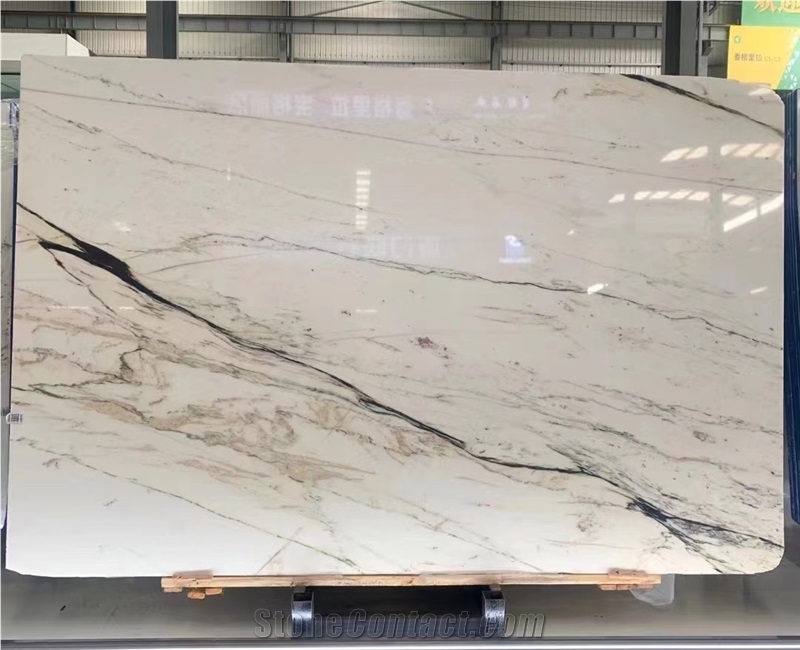 Chinese Oriental Calacatta White Marble Slab Tiles