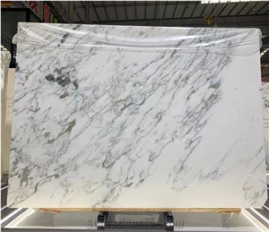 Chinese Oriental Calacatta White Marble Slab Tiles
