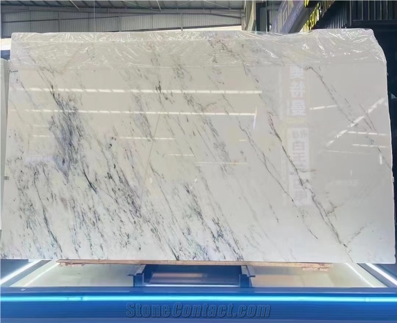 Chinese Oriental Calacatta White Marble Slab Tiles