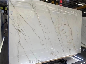 Chinese Oriental Calacatta White Marble Slab Tiles