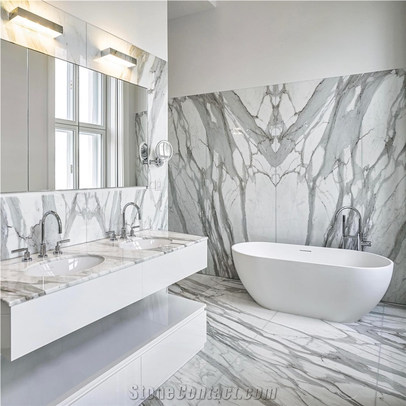Italy Calacatta White Marble Slabs With Gray Vein