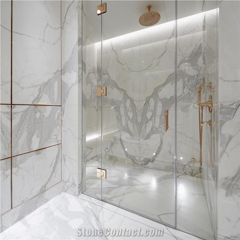 Italy Calacatta White Marble Slabs With Gray Vein