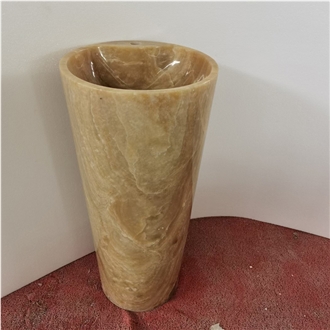 China Yellow Honey Onyx Pedestal Sink With Good Price