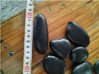China Pure Black  Polished  Pebble Stone Garden Decoration