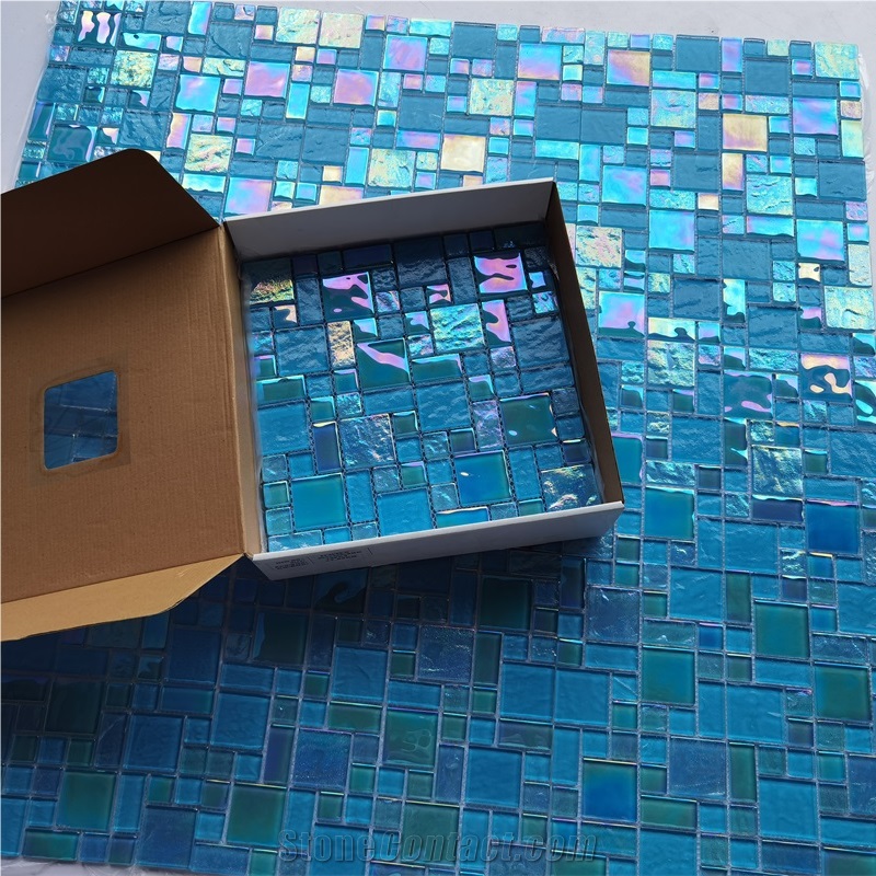 3D Iridescent Glass Mosaic Tiles Swimming Pool Bathroom Wall