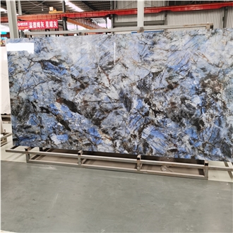 Artificial Blue Bahia Glazed Sintered Stone Wall Backgroud