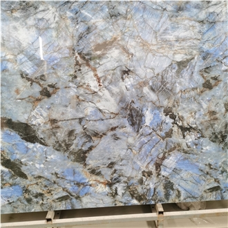 Artificial Blue Bahia Glazed Sintered Stone Wall Backgroud