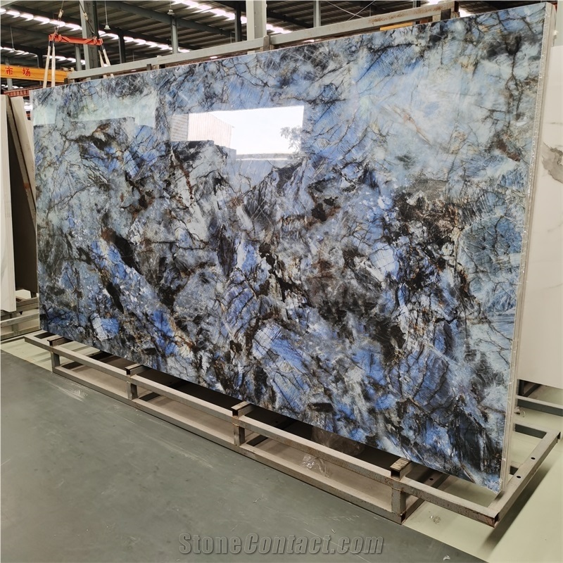Artificial Blue Bahia Glazed Sintered Stone Wall Backgroud