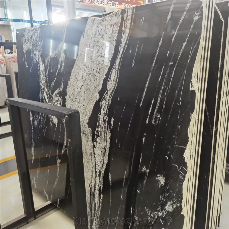 Cosmic Black Granite Slabs Luxury Wall Cladding Panel