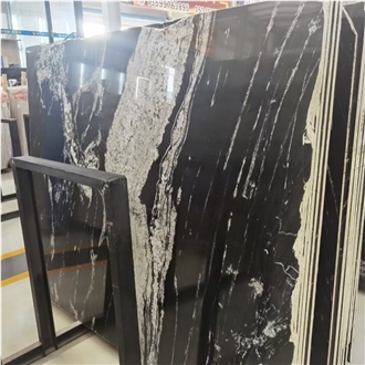 Cosmic Black Granite Slabs Luxury Wall Cladding Panel
