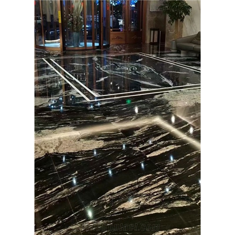 Cosmic Black Granite Slabs Luxury Wall Cladding Panel