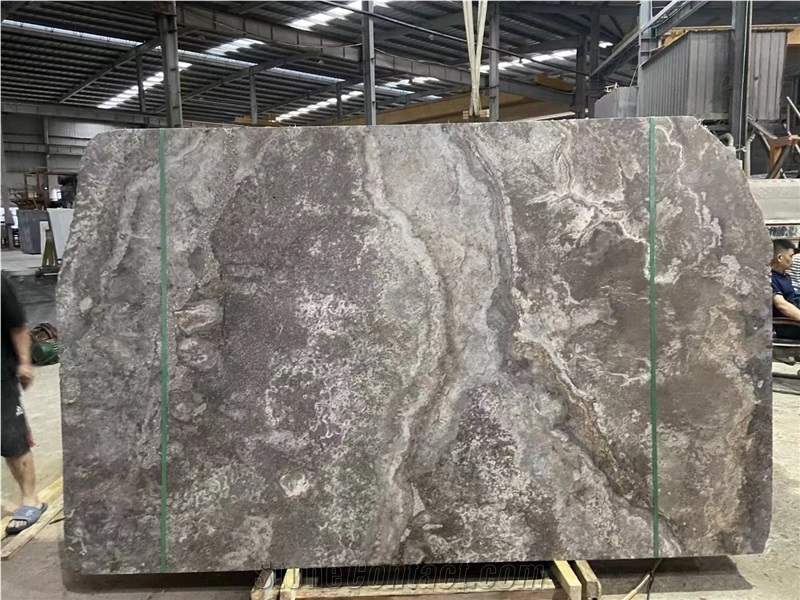 Iran Silver Grey Travertine Slabs Vein-Cut,Cross Vein Cut