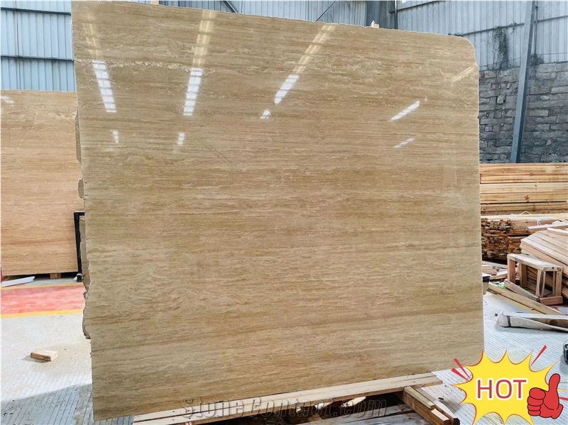 Polished Beige Travertine Slabs