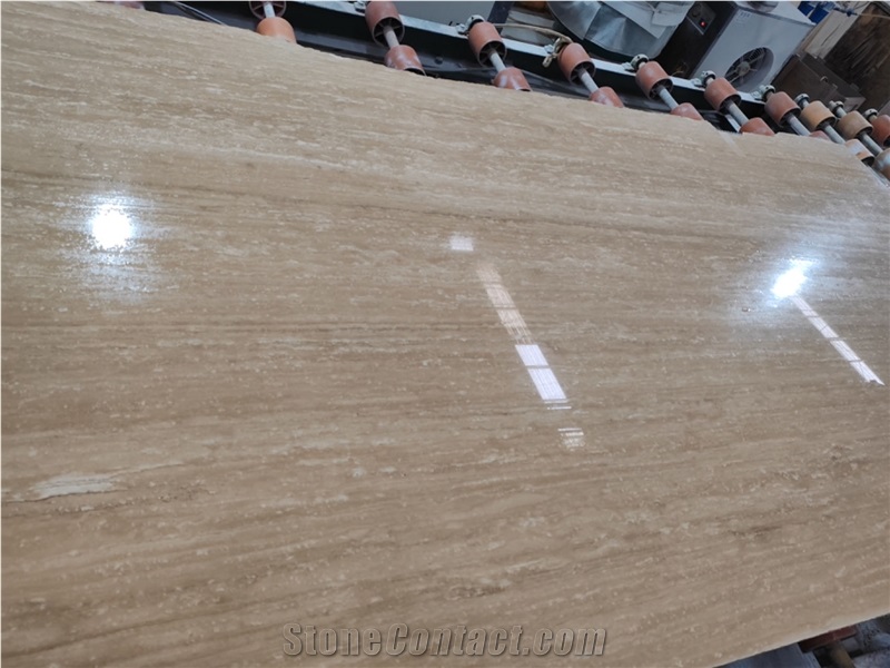 Polished Beige Travertine Slabs