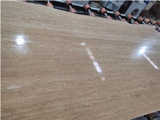 Polished Beige Travertine Slabs
