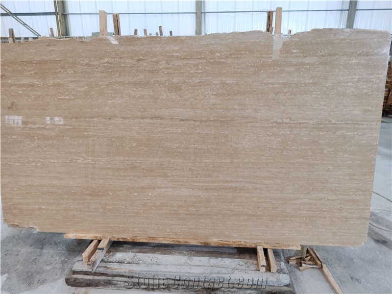 Polished Beige Travertine Slabs