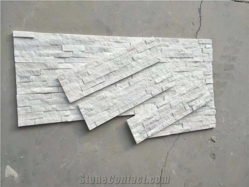 Pure White Quartzite Cultured Stacked Stones