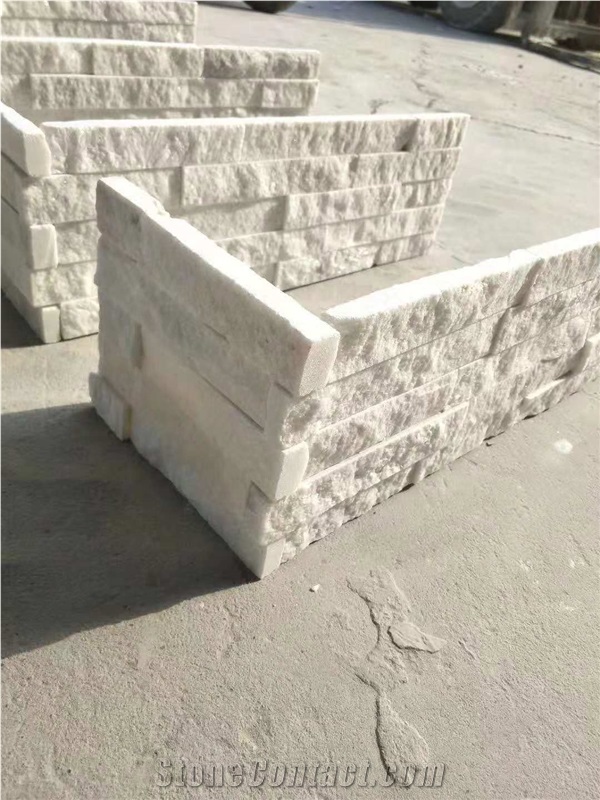 Pure White Quartzite Cultured Stacked Stones