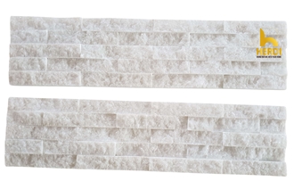 Crystal White Marble 5-Line Stacked Stone Veneer