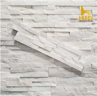 Milky White Marble 4-Line Z Shape Stacked Stone Veneer
