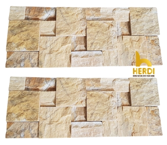 Yellow Marble 3D Random Mosaic Split Wall Stone