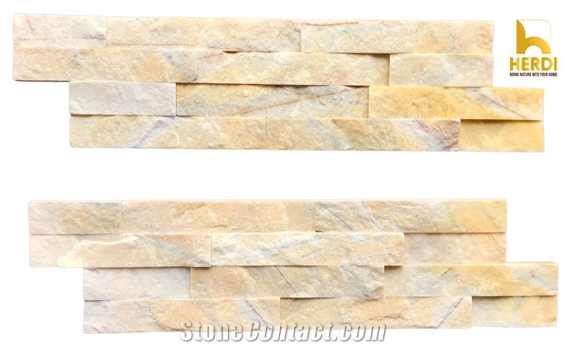 Yellow Marble Z Shape 4-Line Wall Cladding Panels