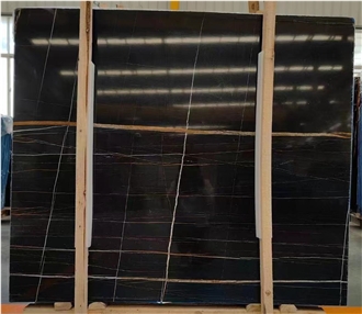 Noir Aziza Black Saint Laurent Black Slabs, Floor Tiles