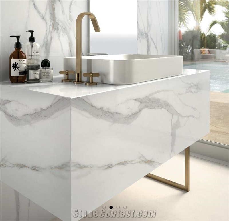 MB06 Calacatta Oro Porcelain Bathroom Vanity Tops