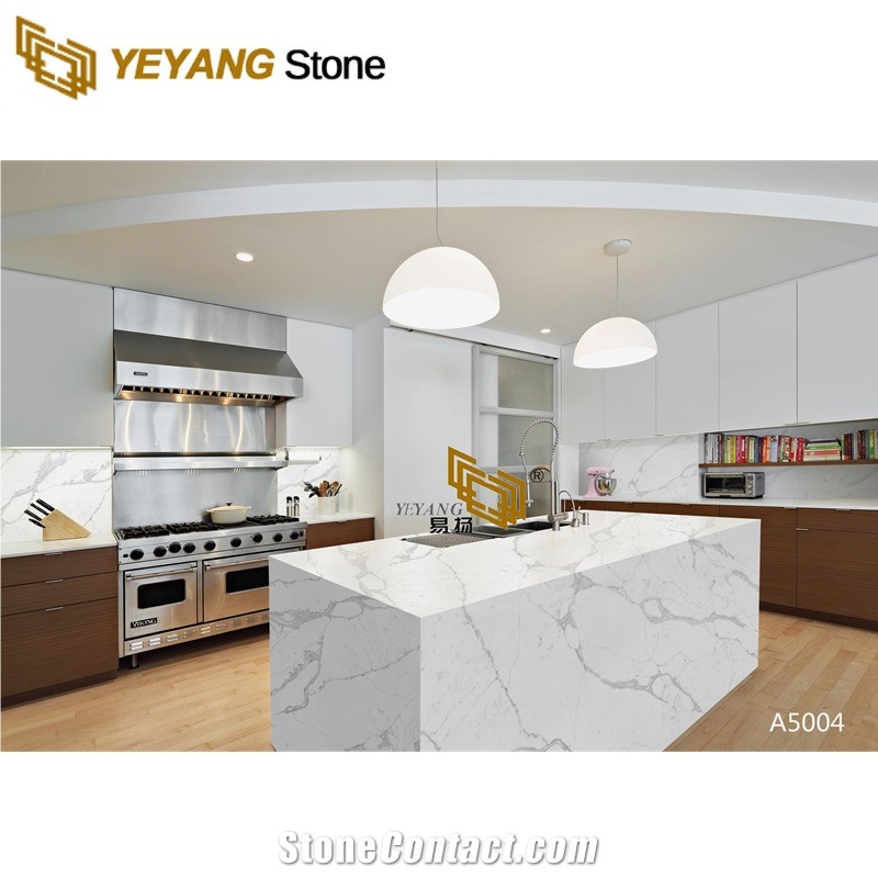 Unique Calacatta Quartz Manufactured Stone Countertops A5004