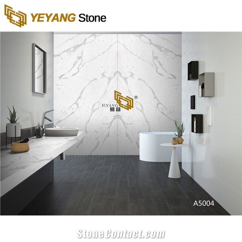 Unique Calacatta Quartz Manufactured Stone Countertops A5004
