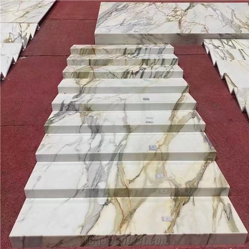 Calacatta Gold Step And Riser Stair Threshold