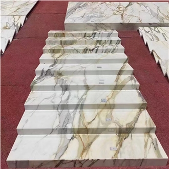 Calacatta Gold Step And Riser Stair Threshold