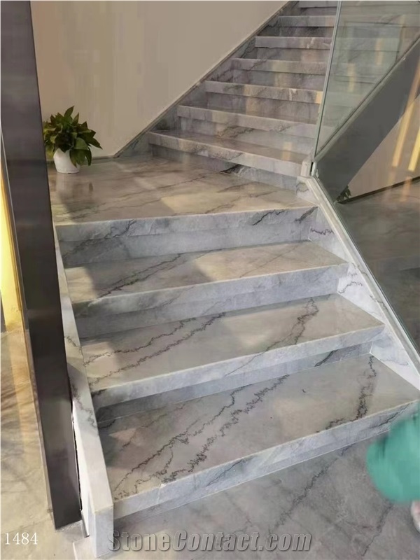 China Bruce Gray Marble Tiles Grey Big Stone Slabs
