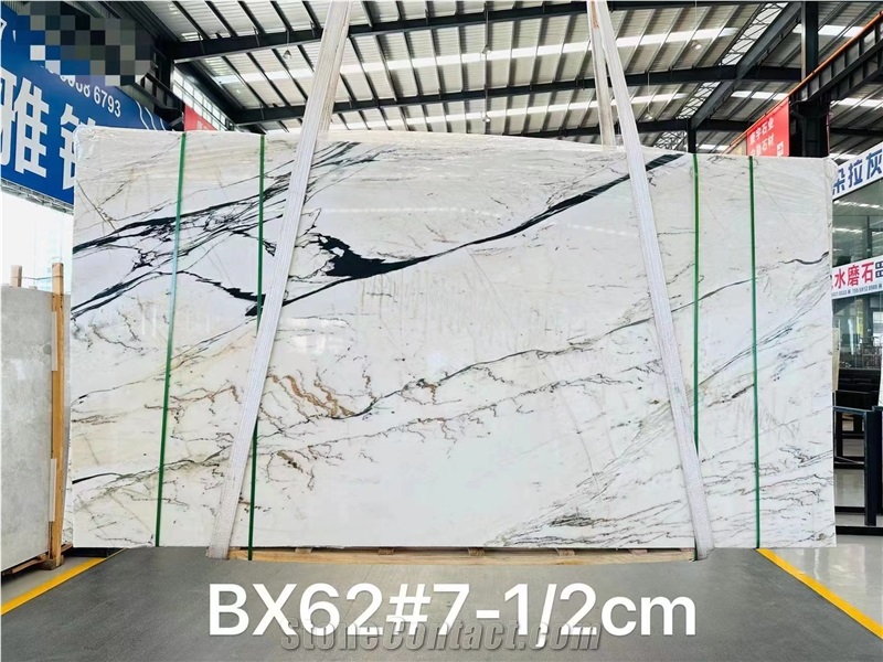 Landscape White Jade Marble Slabs Bookmatched Wall Tile