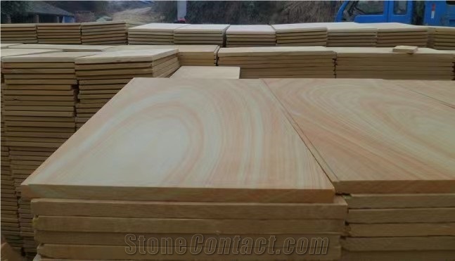 Sichuan Yellow Sandstone Slabs Exterior Floor Use